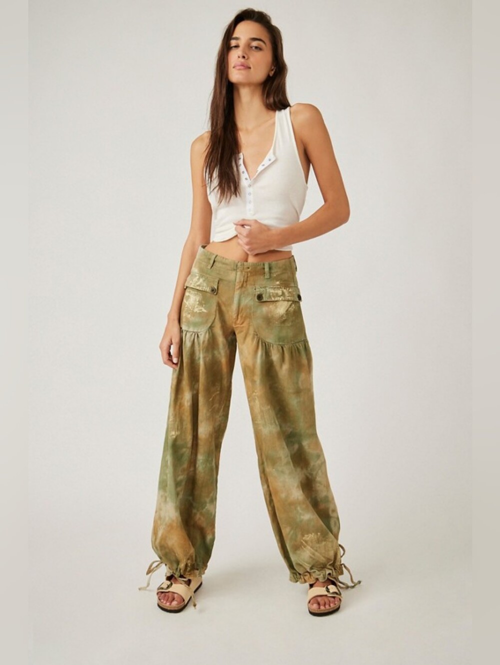 We The Free Lotus Tie-Dye Jeans, Army, Size 26